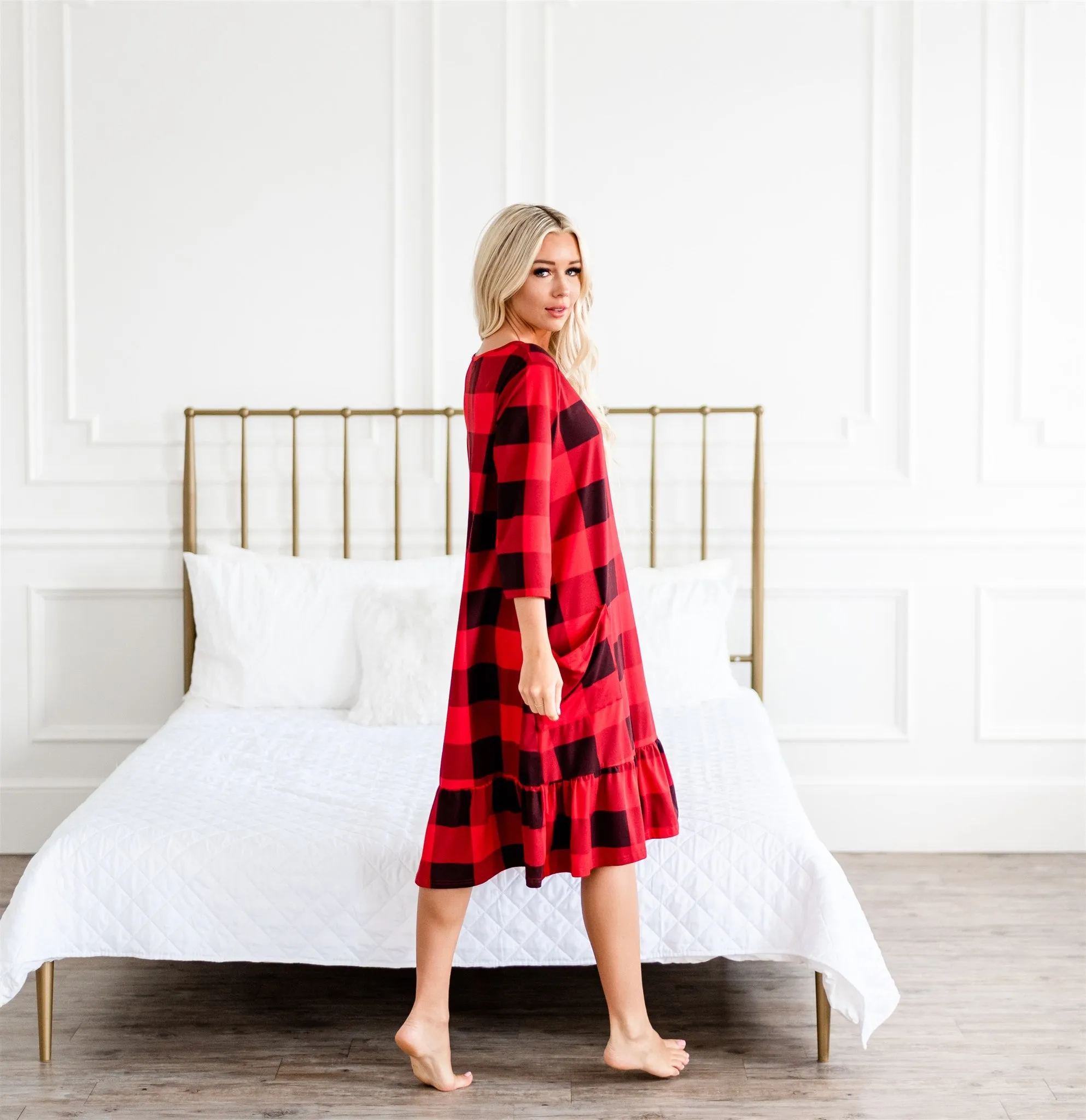 Mommy and Me Holiday House Dress: Women's Buffalo Plaid