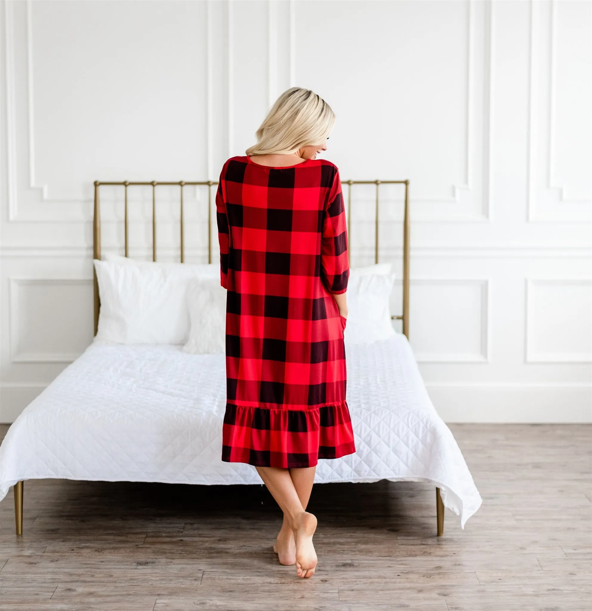 Mommy and Me Holiday House Dress: Women's Buffalo Plaid