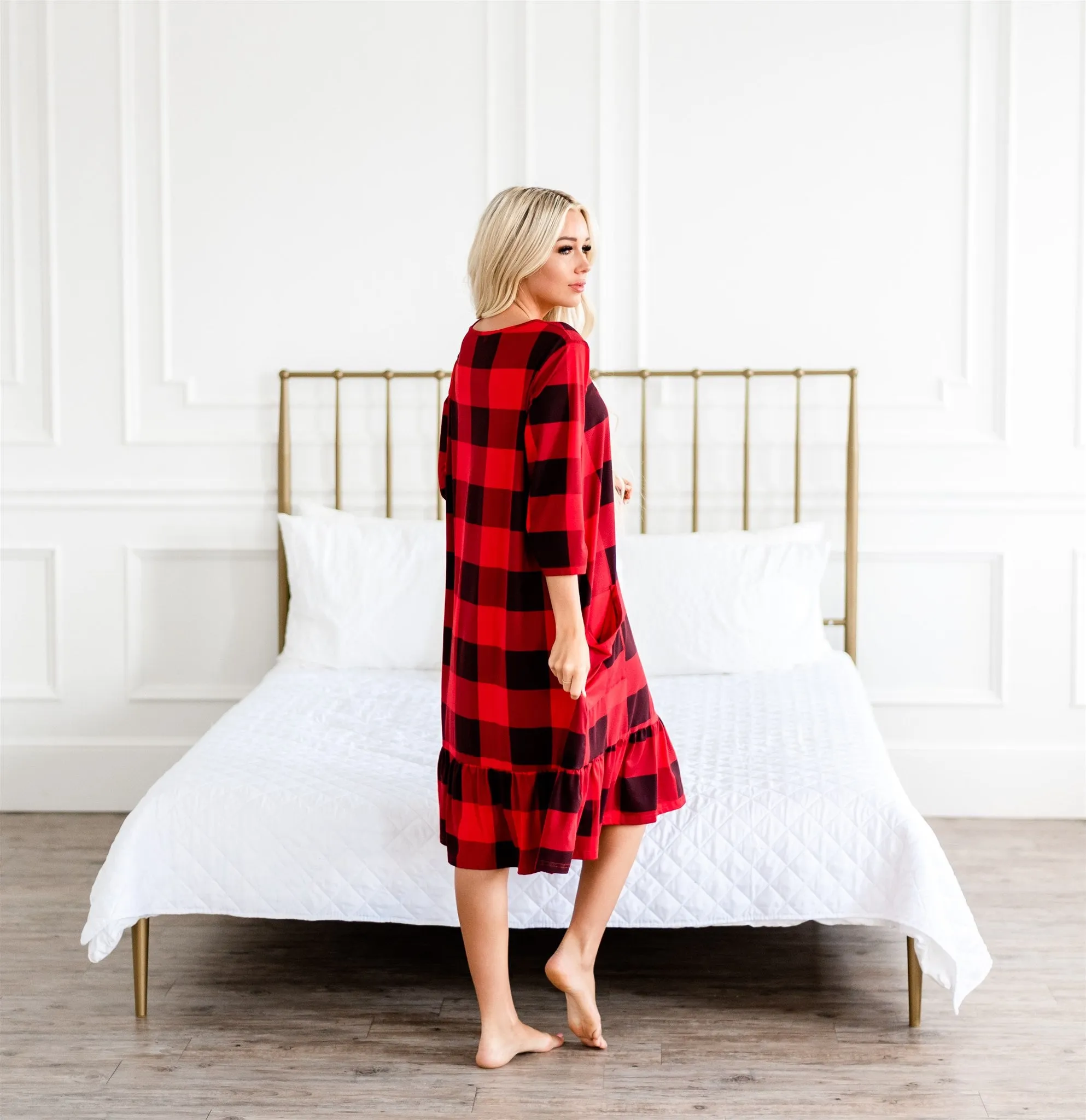 Mommy and Me Holiday House Dress: Women's Buffalo Plaid