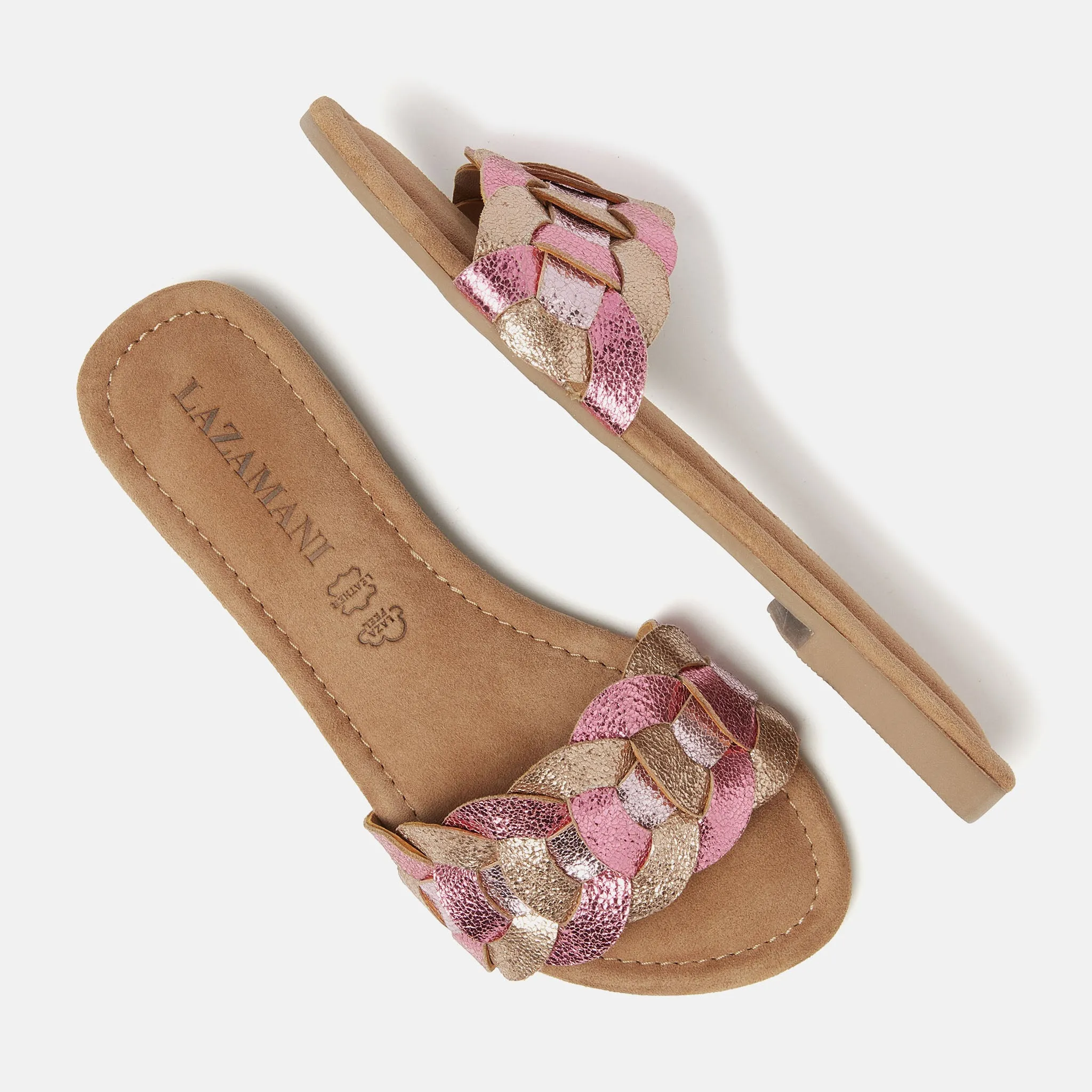 Mona Leren Dames Slippers Rose