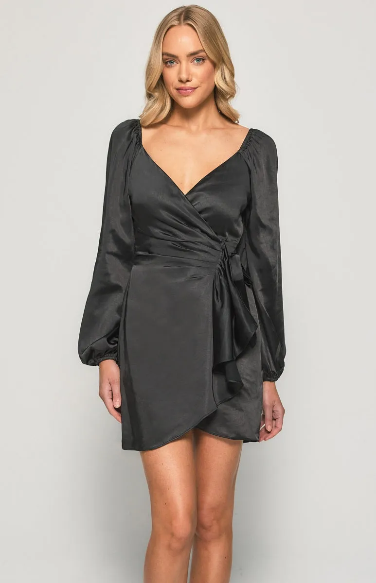 Mylie Wrap Satin Dress