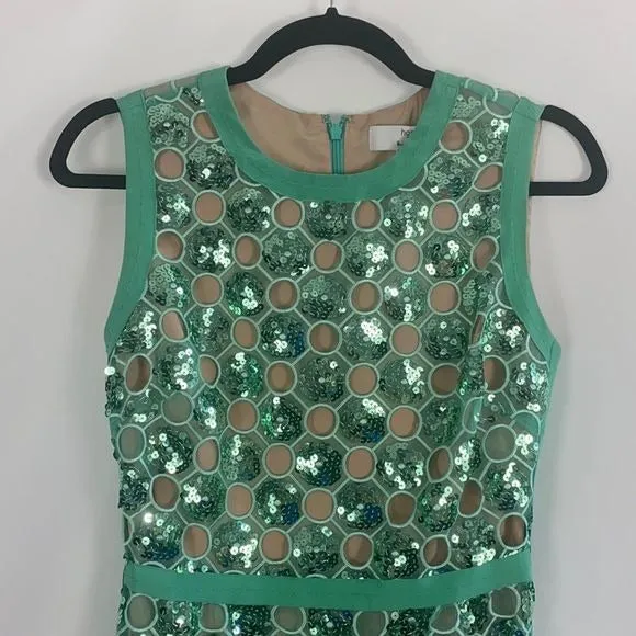 NewHossGreen Sequin w Sheath Dress