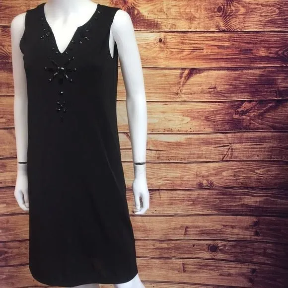 NWTGerardDarel Black Beaded Neck Dress