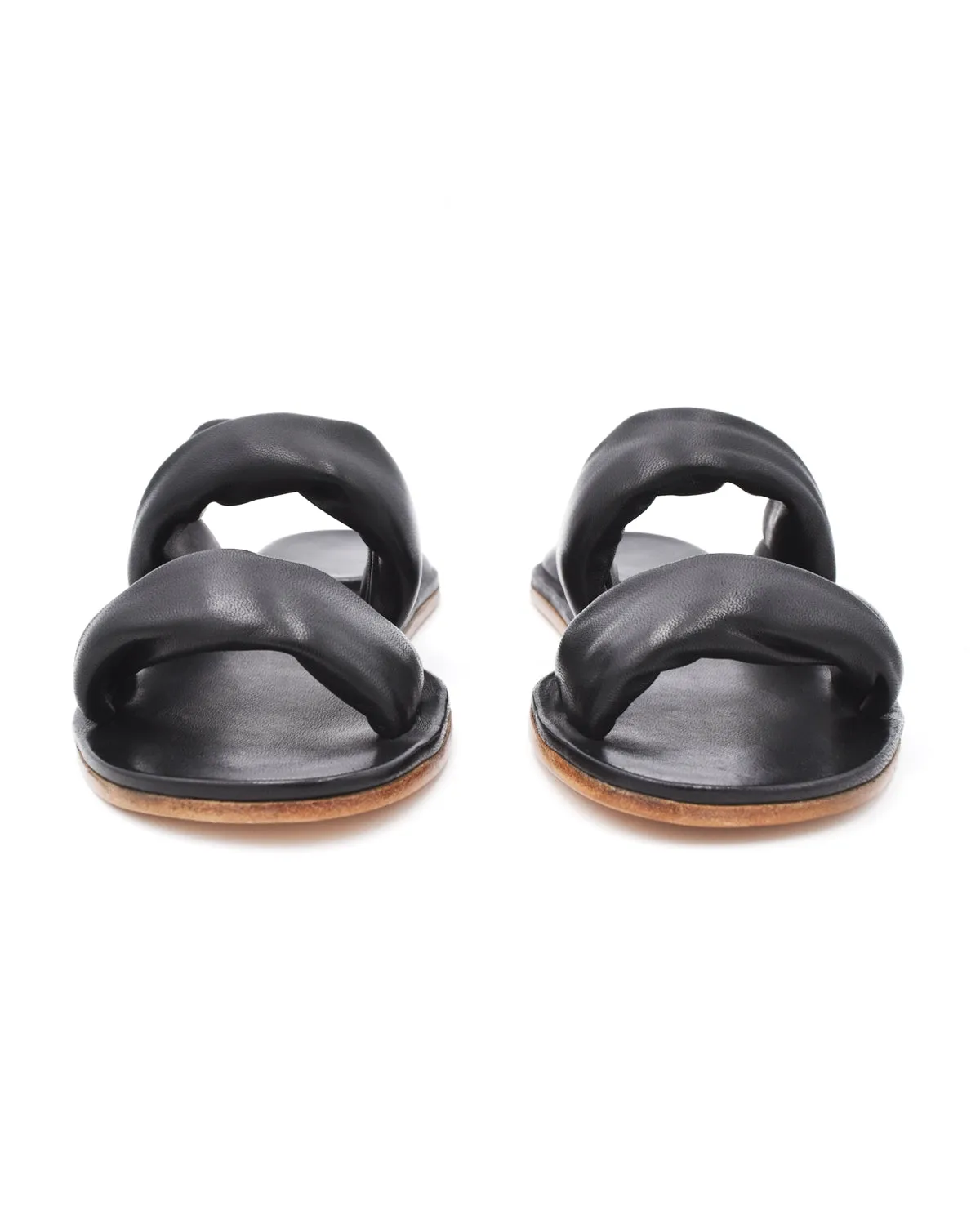 Officine Creative Cybille Black Puff Strap Flat Sandal