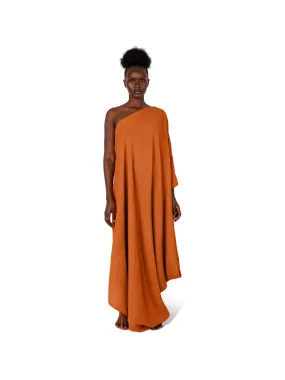 Orange Sari One-Shoulder Dress