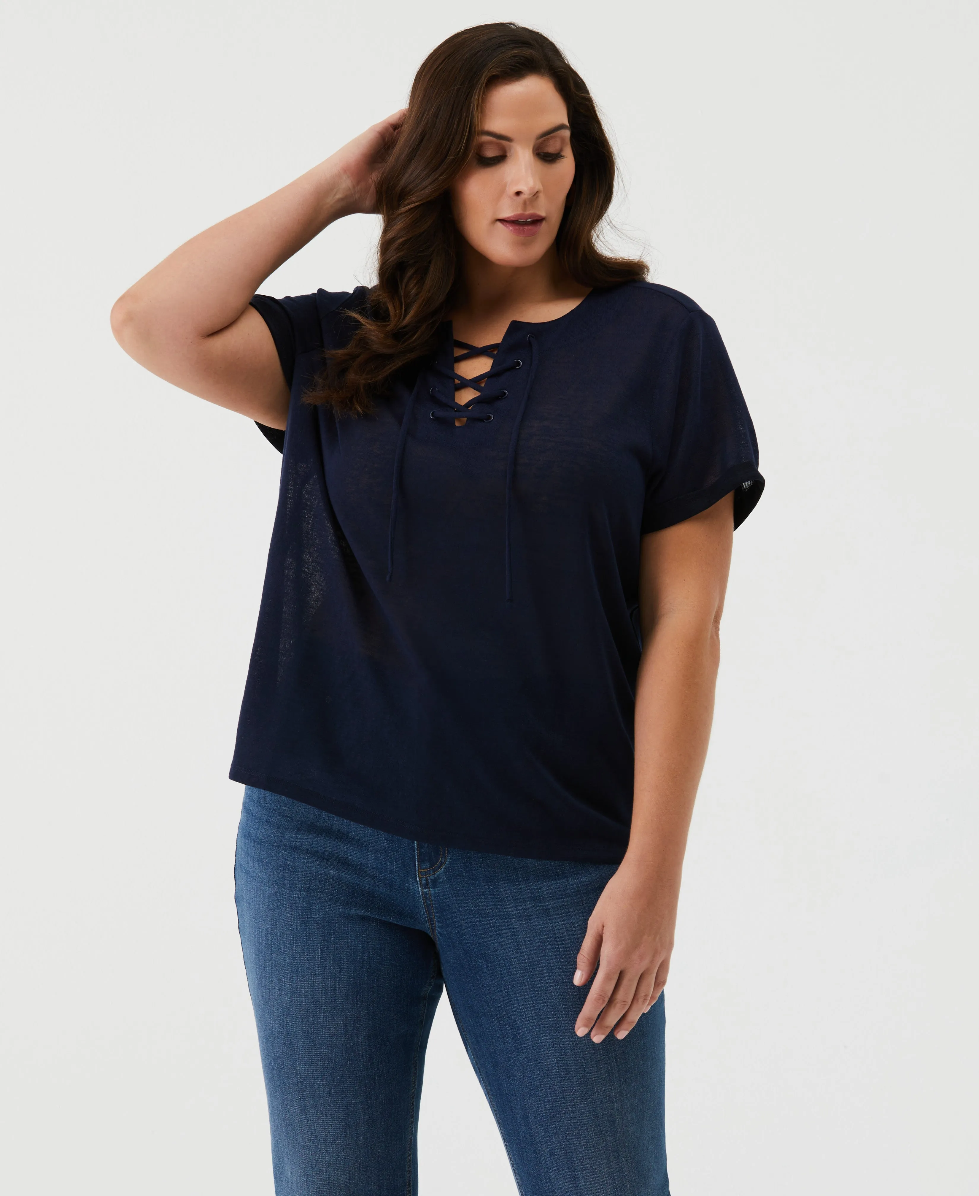 Plus Size Eco Lace-Up Tee