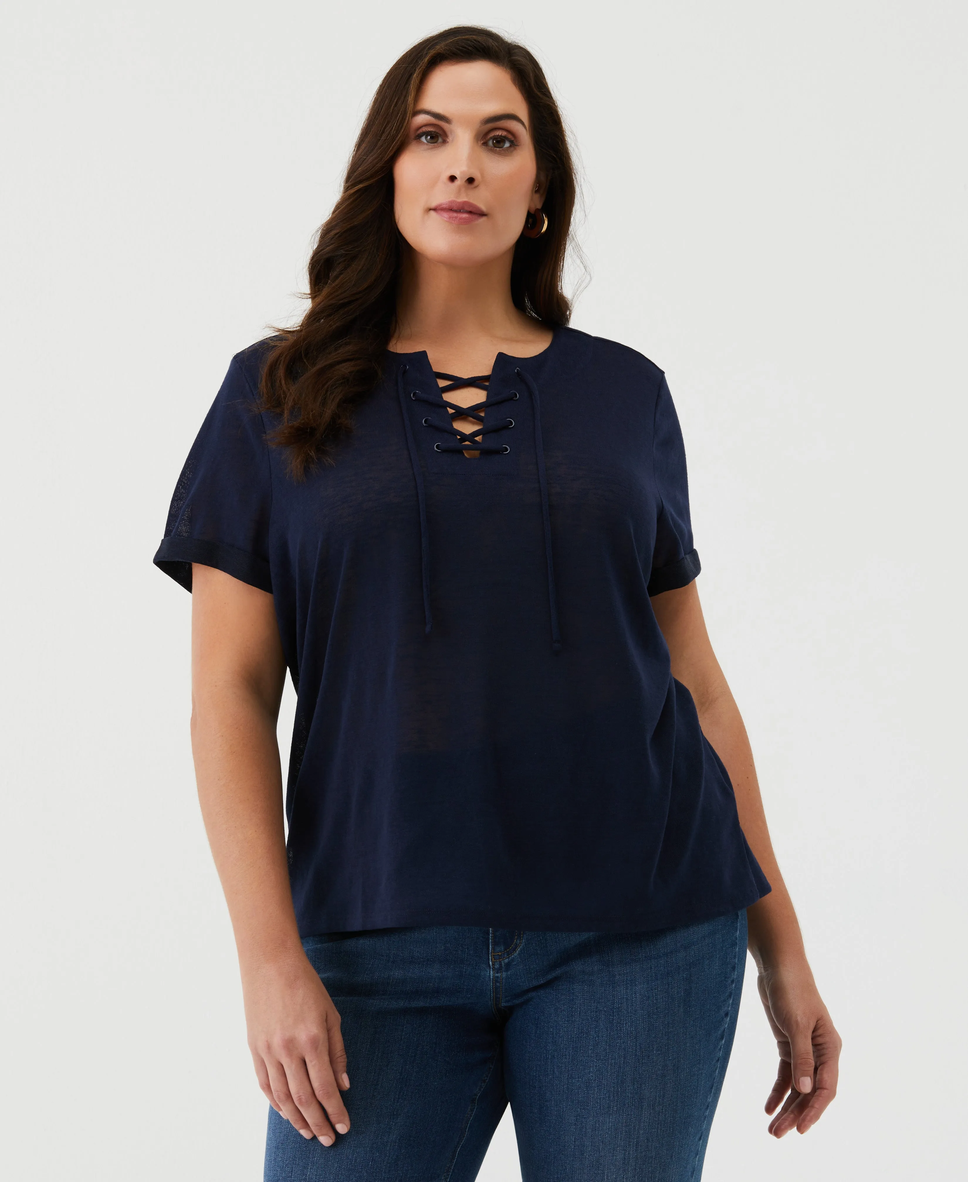 Plus Size Eco Lace-Up Tee