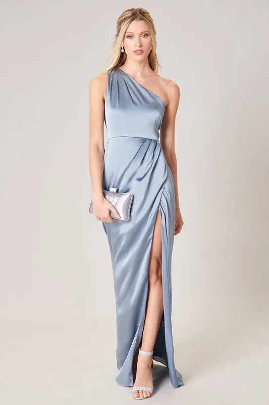 Presitige One Shoulder Asymmetrical Maxi Dress