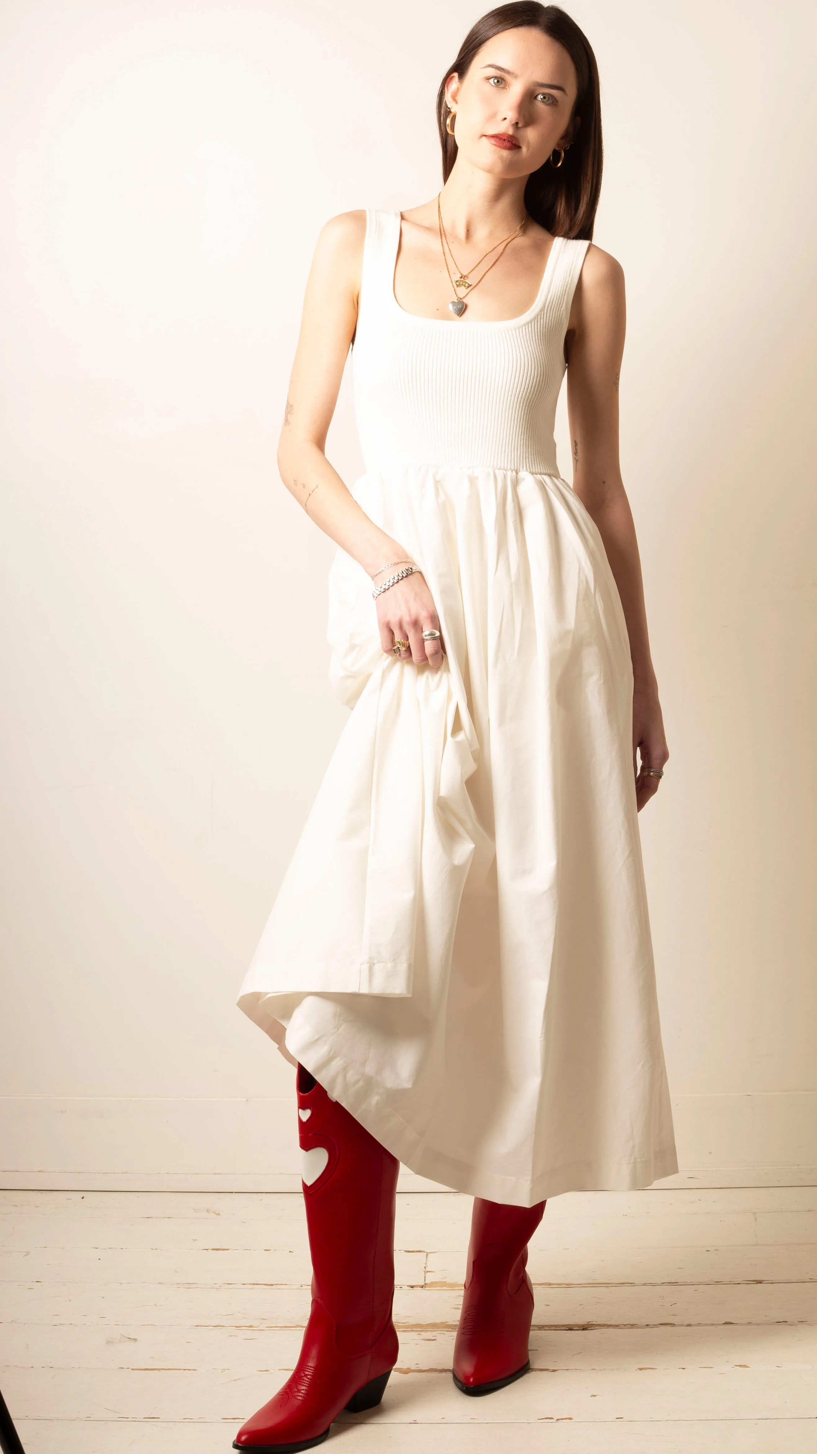 Rika Combo Dress - Ivory