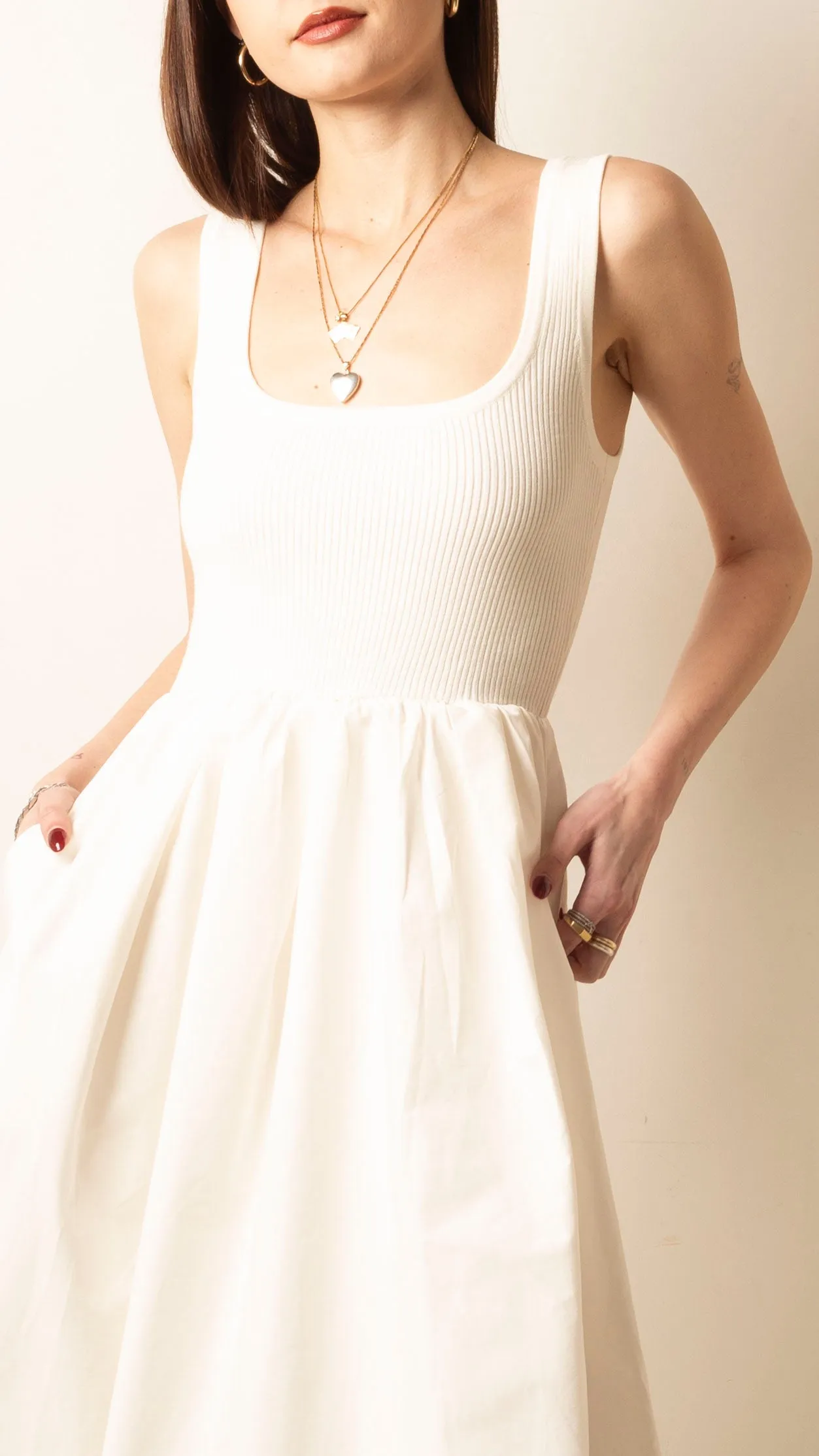 Rika Combo Dress - Ivory