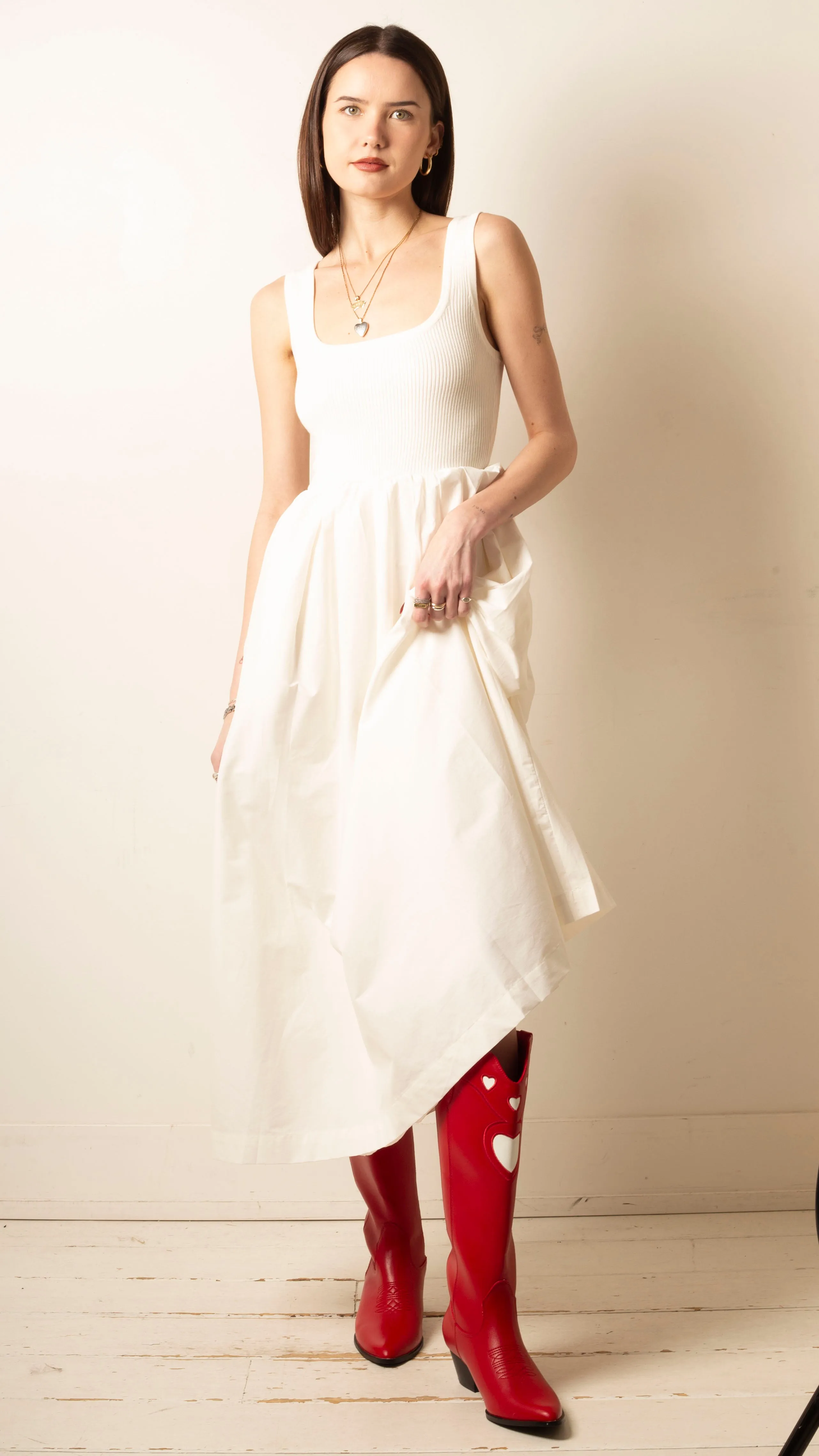 Rika Combo Dress - Ivory