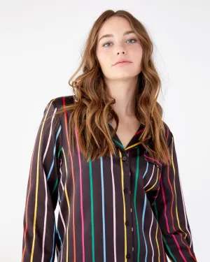 Silk Long Sleeve Leisure Shirt - Disco Stripe