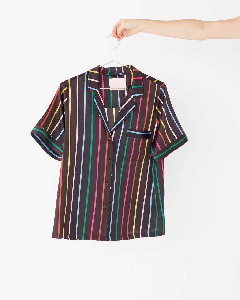 Silk Short Sleeve Leisure Shirt - Disco Stripe