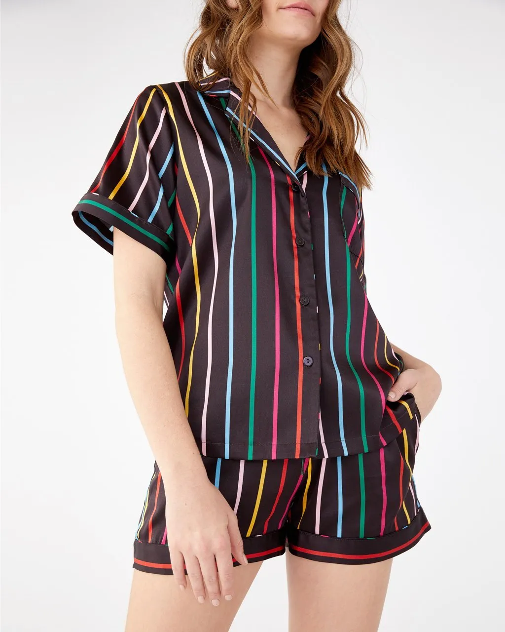 Silk Short Sleeve Leisure Shirt - Disco Stripe