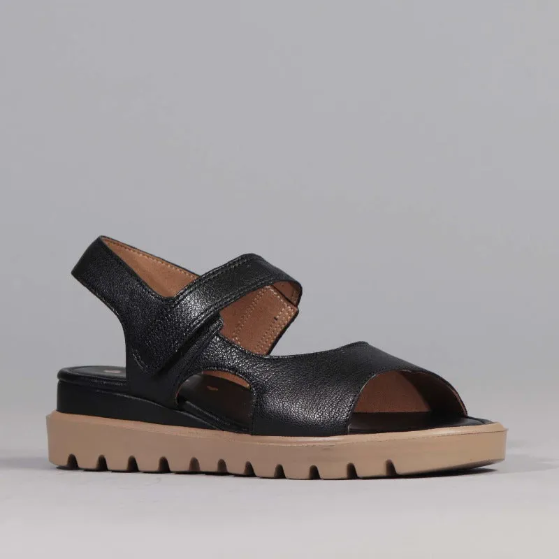 Slingback Wedge Sandal in Black - 12614