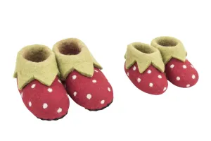 Strawberry Felt Slippers Kids - size 3 & 4