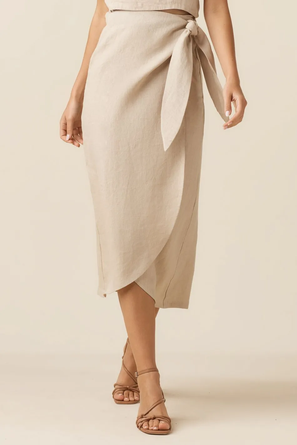 The Linen Wrap Midi Skirt