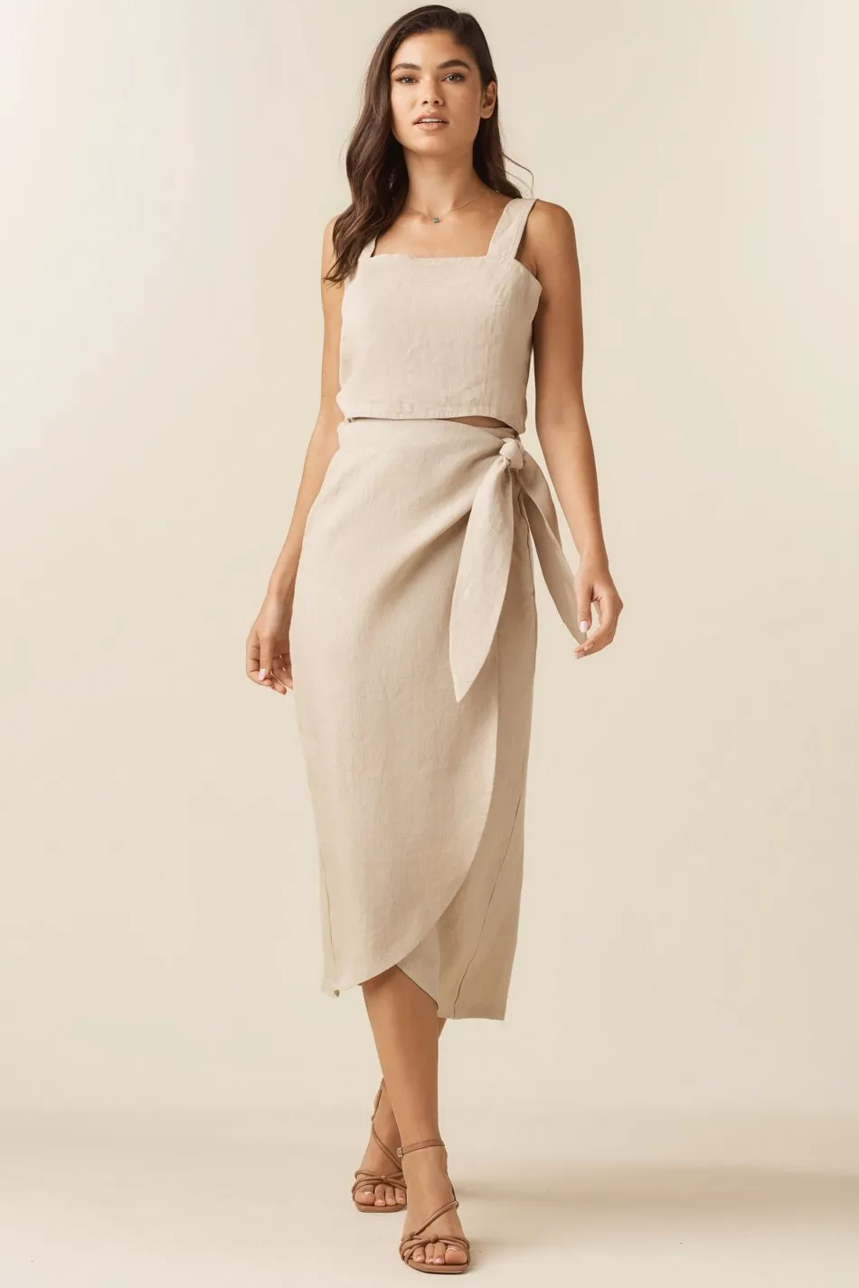 The Linen Wrap Midi Skirt