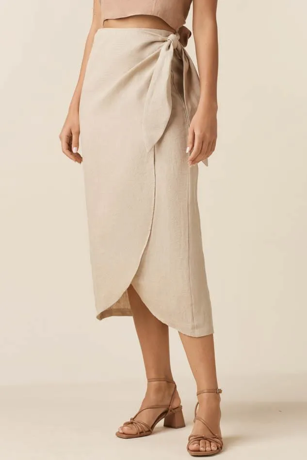 The Linen Wrap Midi Skirt