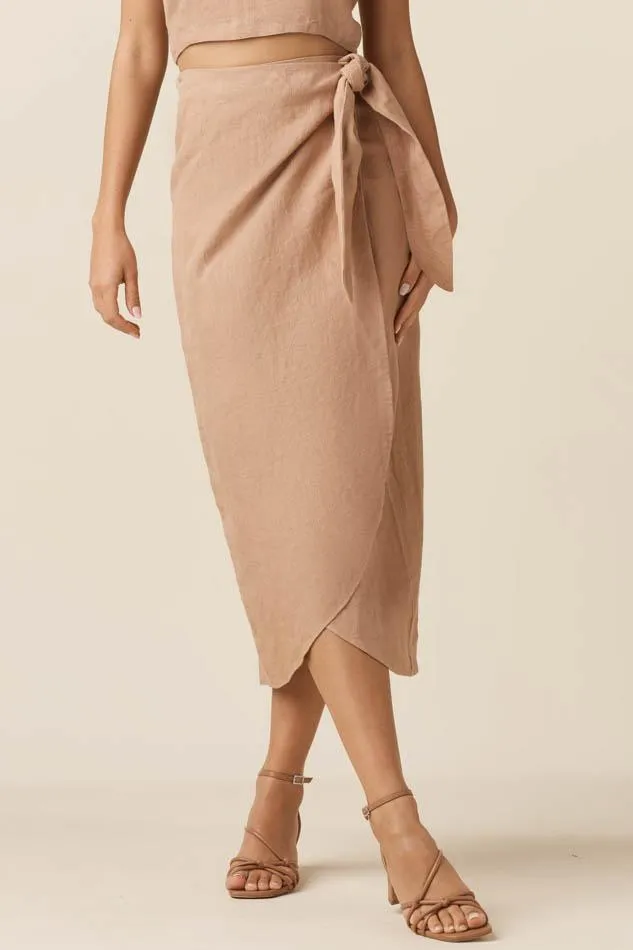 The Linen Wrap Midi Skirt