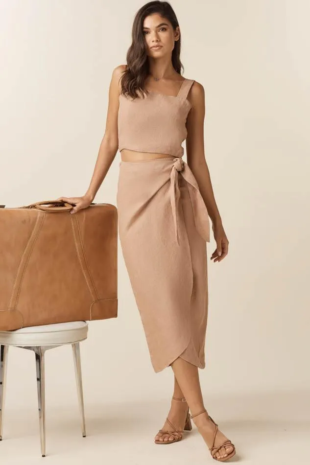 The Linen Wrap Midi Skirt