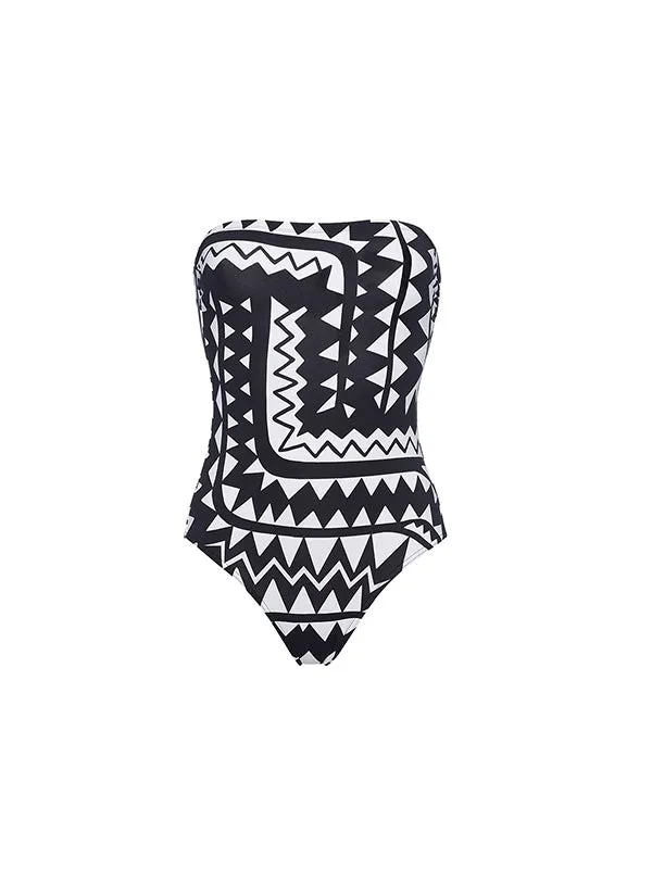 Totem Bustier One Piece in Imprime Tribu