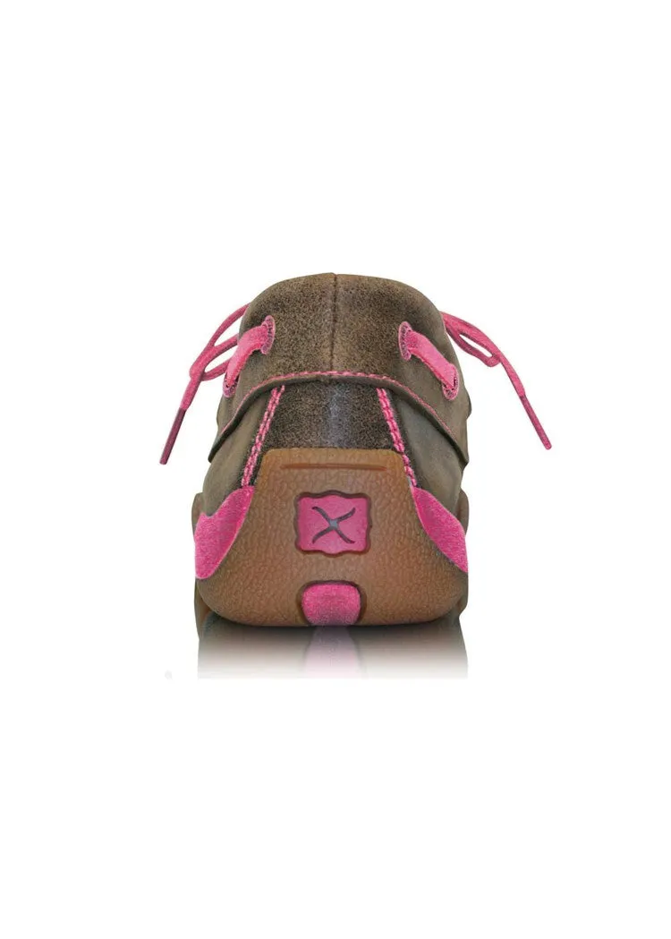 Twisted X Womens Pink Ribbon Lace Up Moc